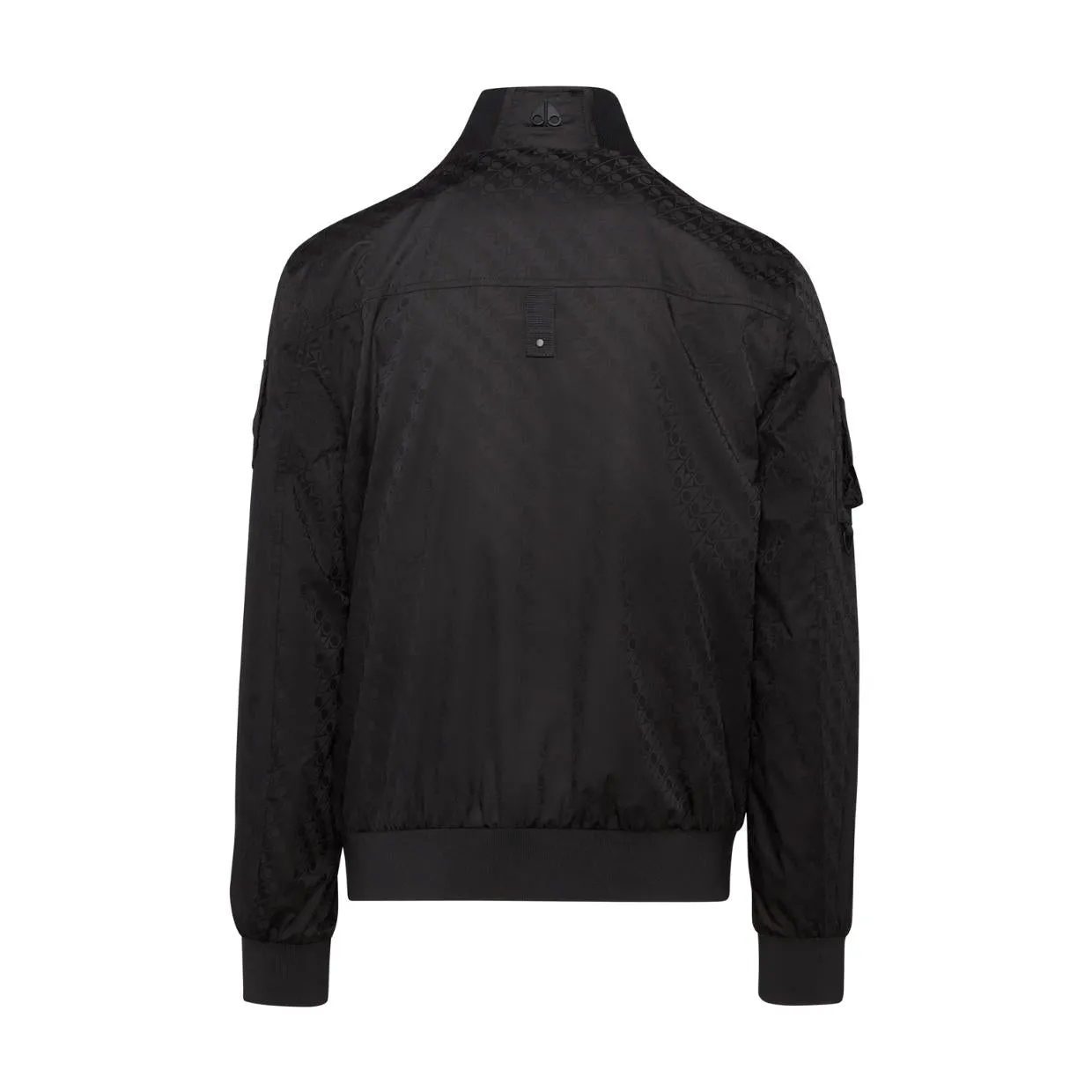 Moose Knuckles Courville All-Over Logo Black Bomber Jacket