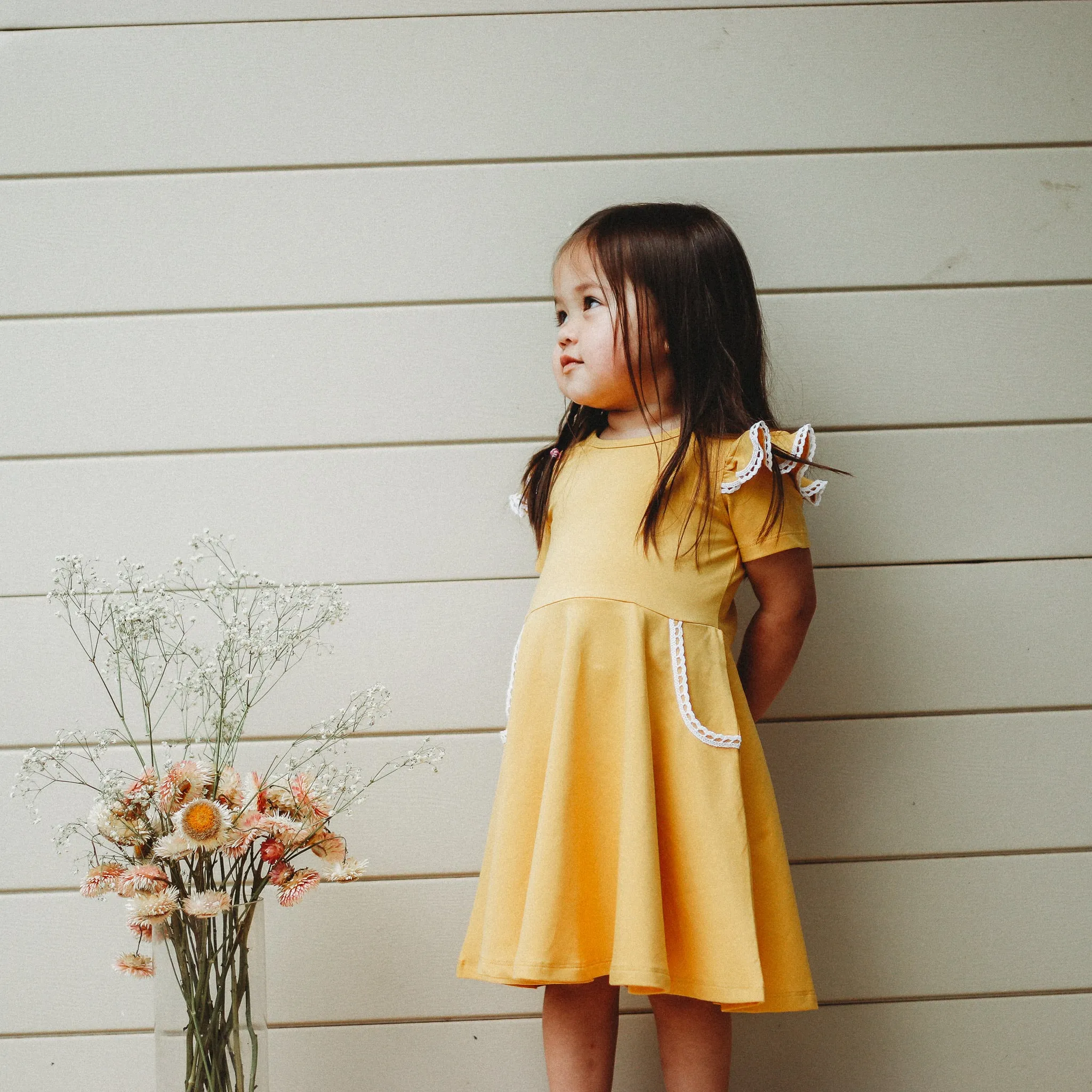 MUSTARD TWIRLY GIRL DRESS