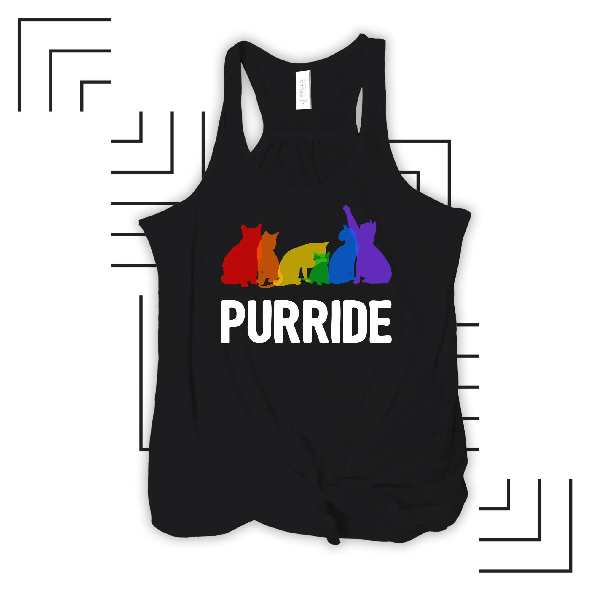 Pride rainbow cats purride dark flowy tank top- perfect for PrideFest festivities MPS-017-F