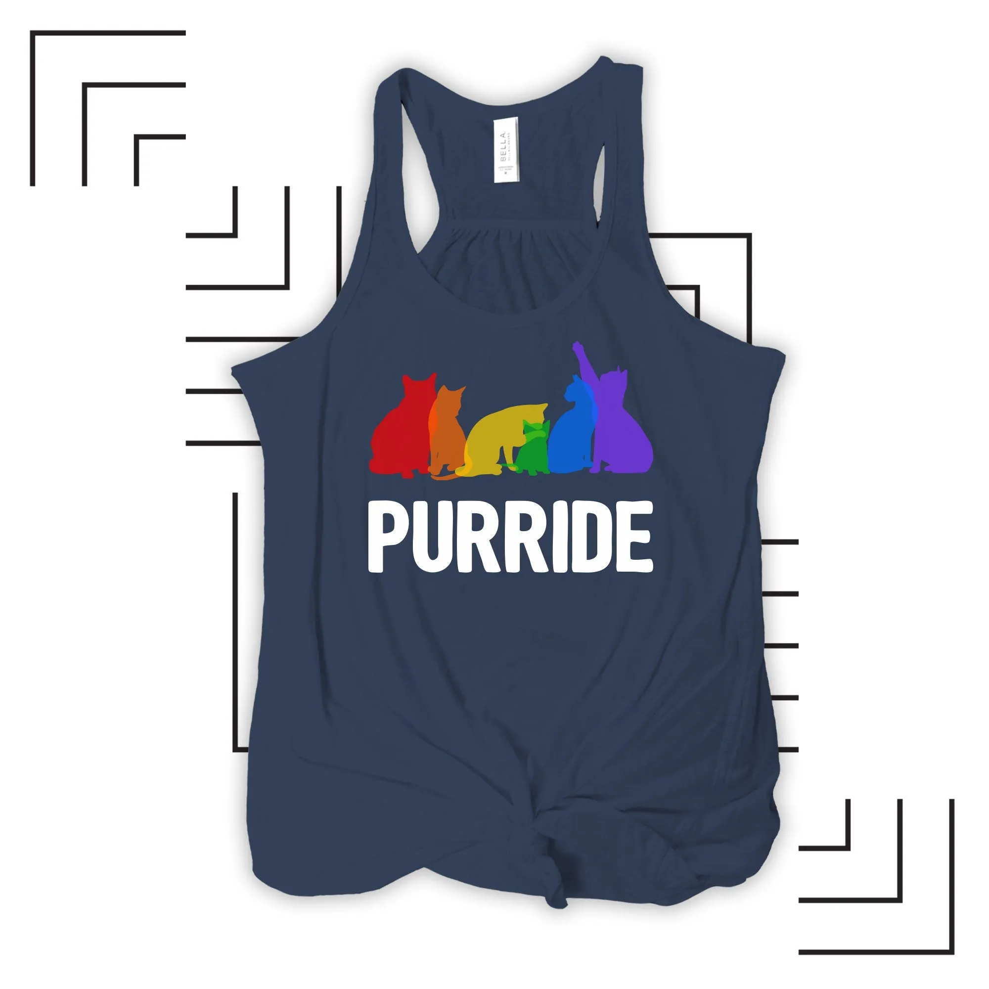 Pride rainbow cats purride dark flowy tank top- perfect for PrideFest festivities MPS-017-F