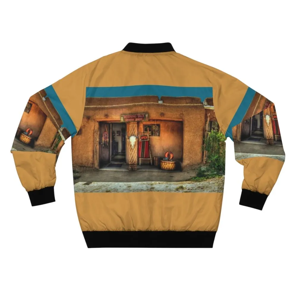 "Morning Talk on Taos Pueblo" Adobe Bomber Jacket