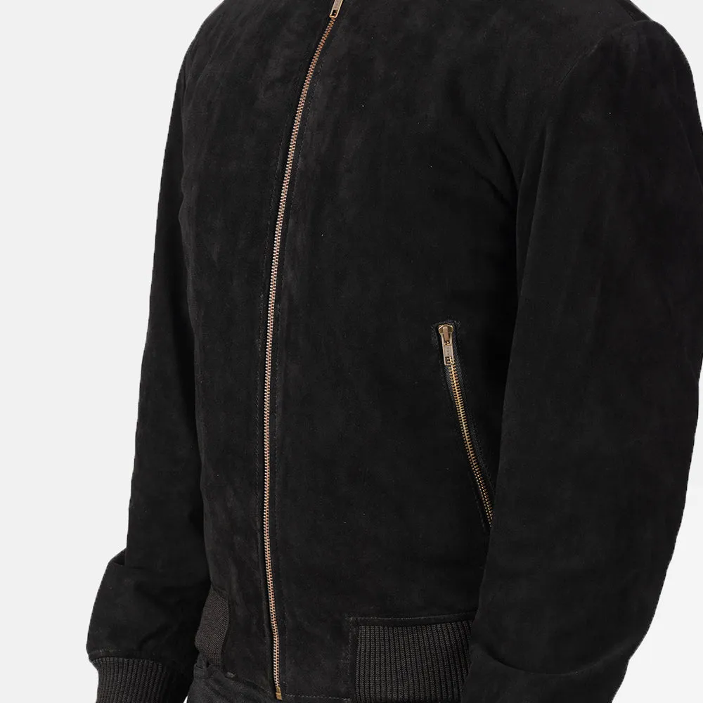 Shane Black Suede Bomber Jacket