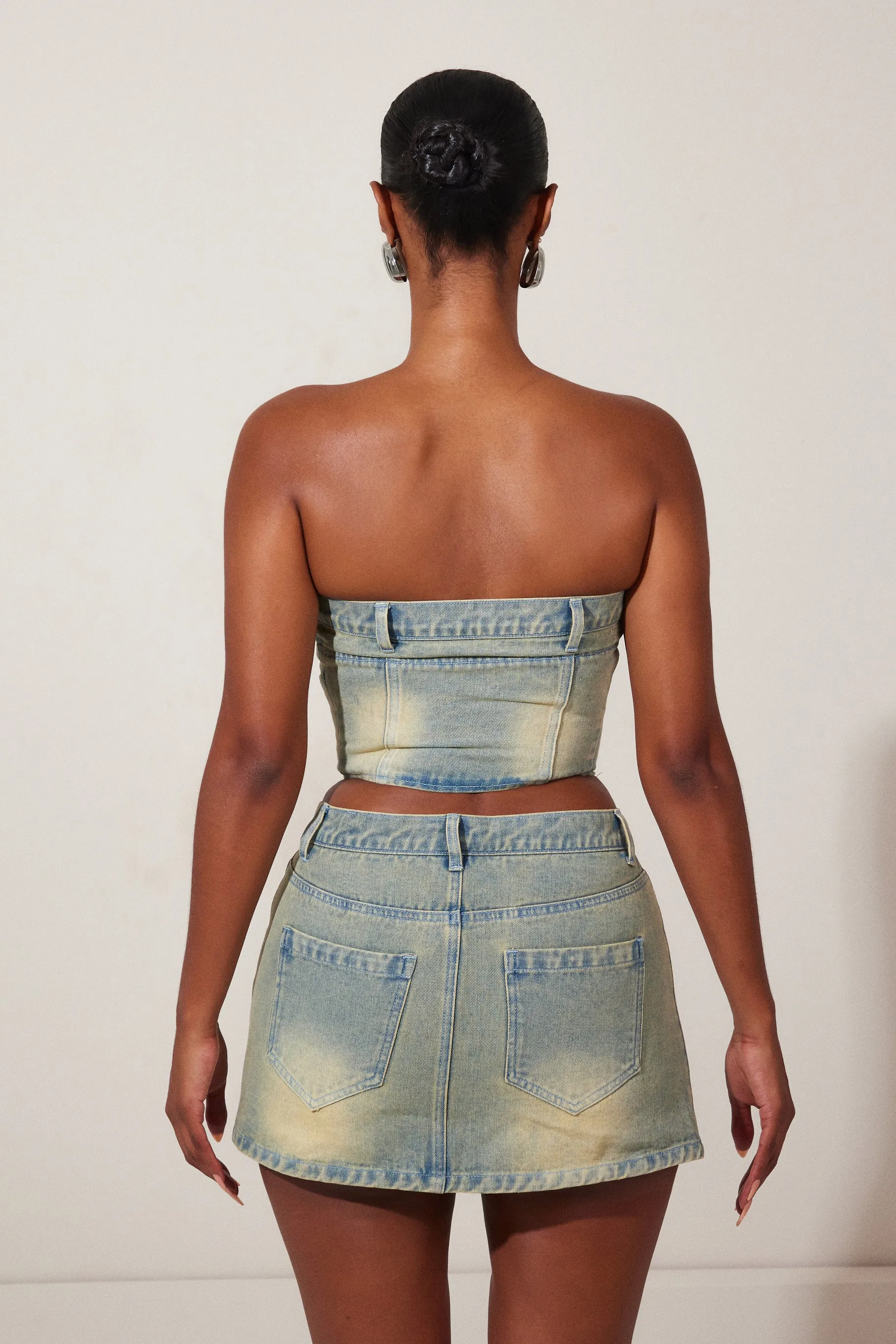 Sora denim Corset - Yellow Wash