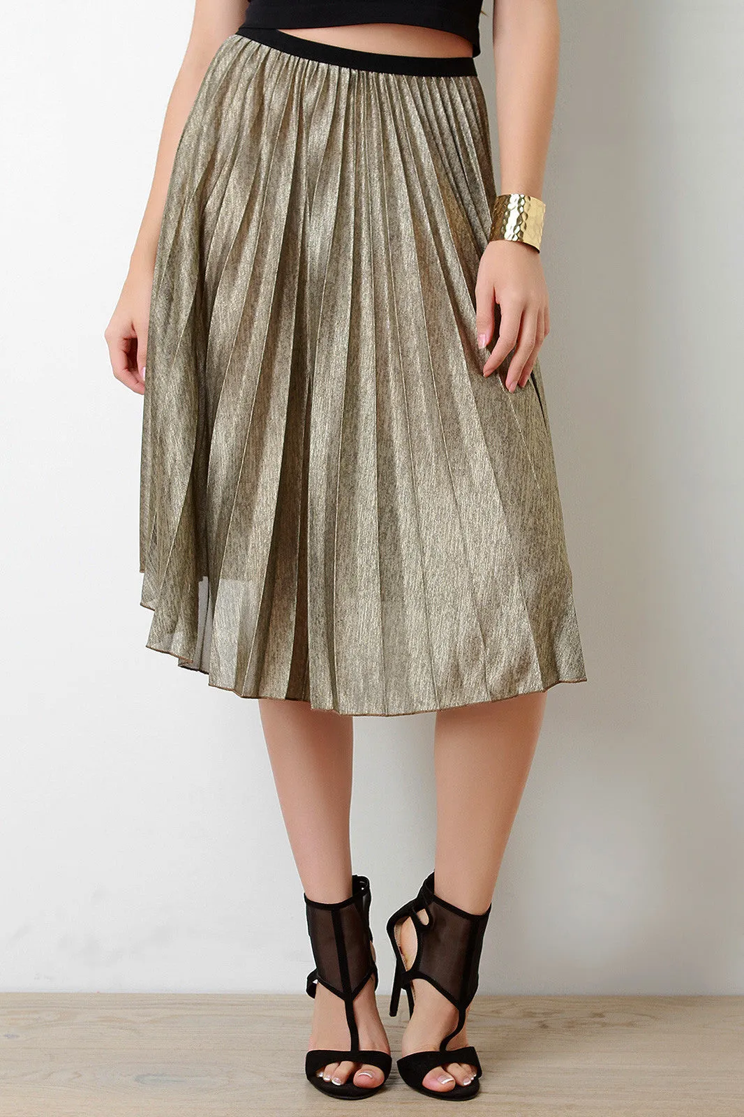 Subtle Shimmer Accordion Pleating Skirt