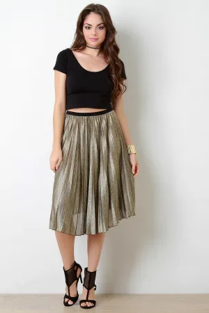 Subtle Shimmer Accordion Pleating Skirt