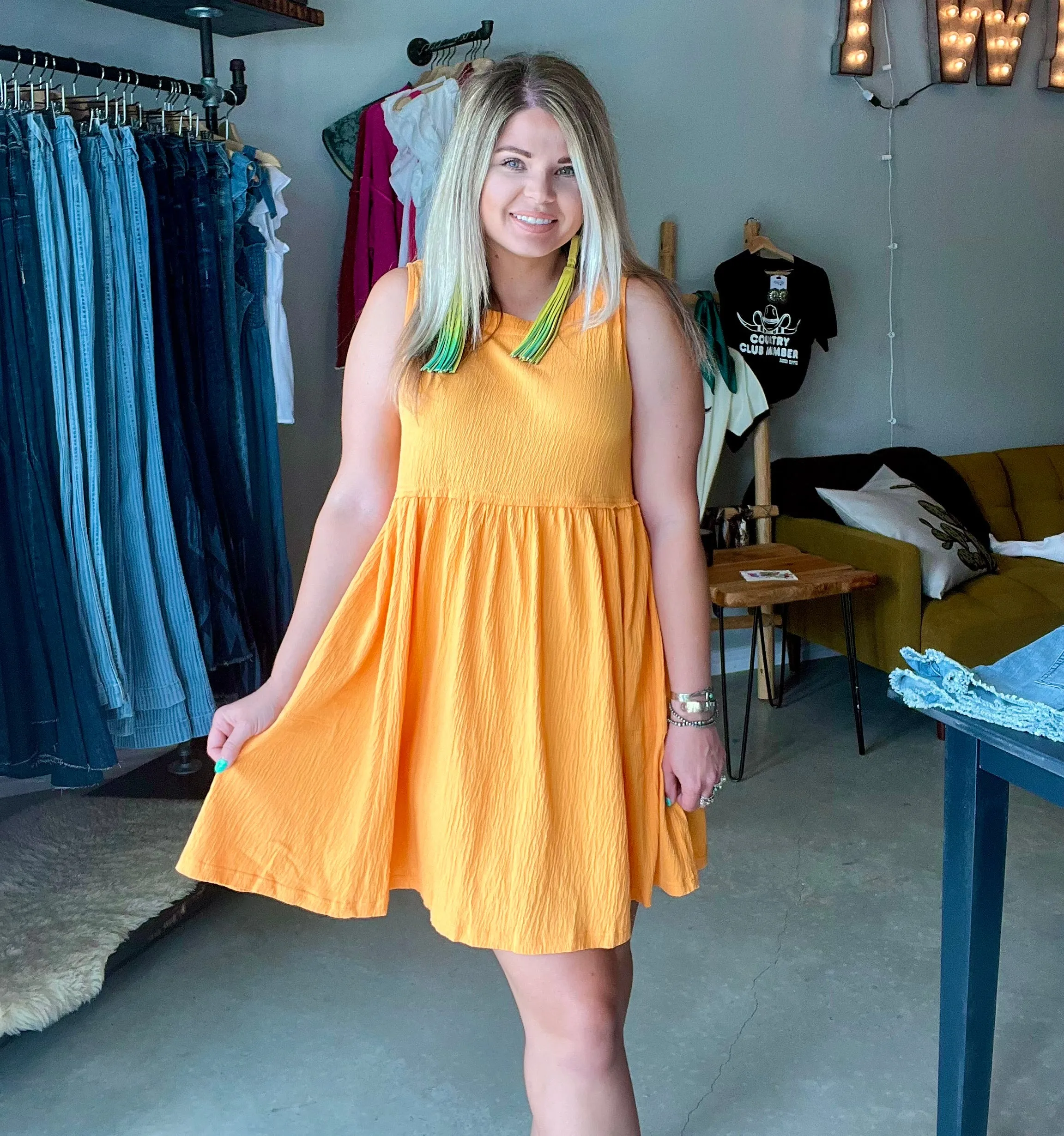 Tangerine Babydoll Dress