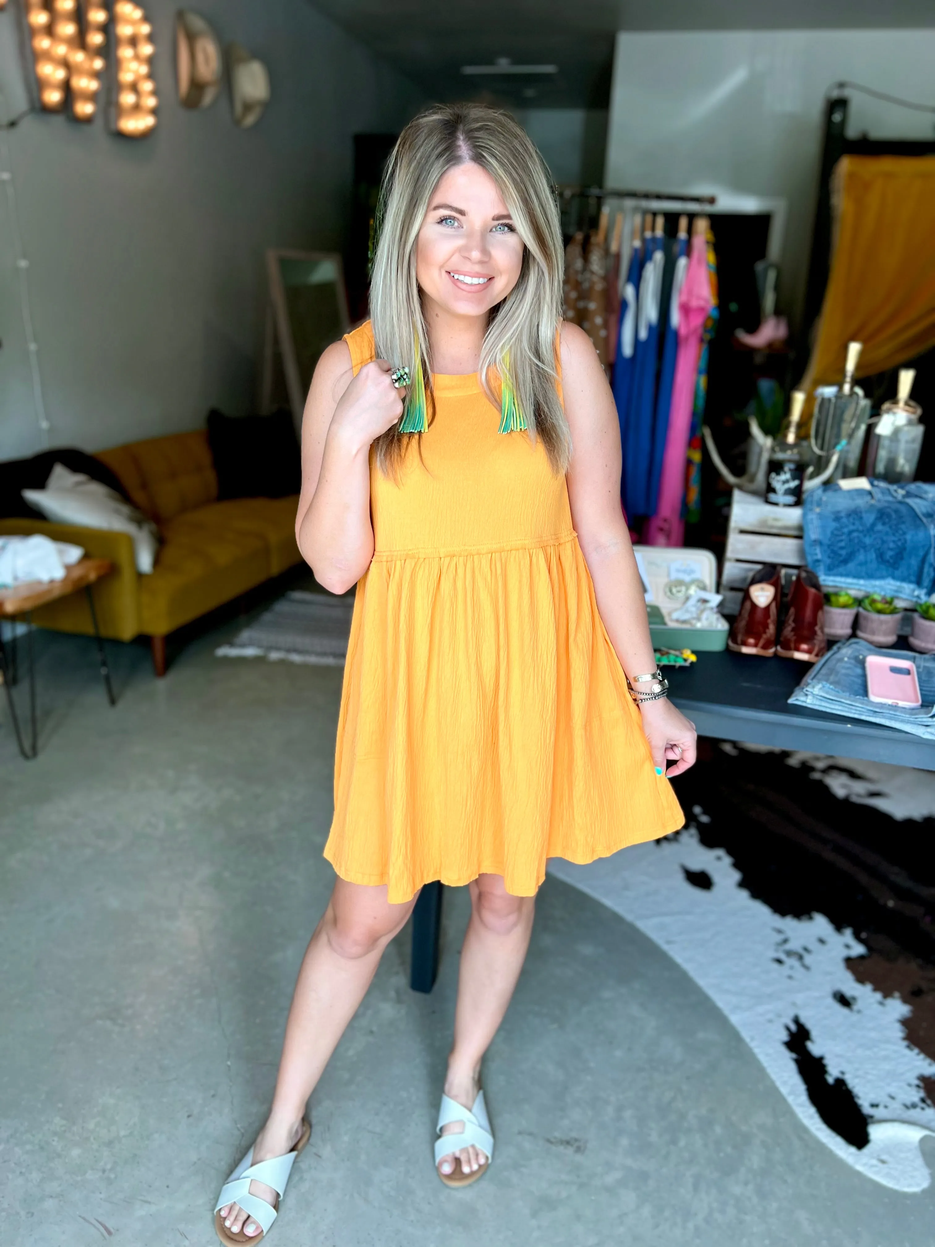 Tangerine Babydoll Dress