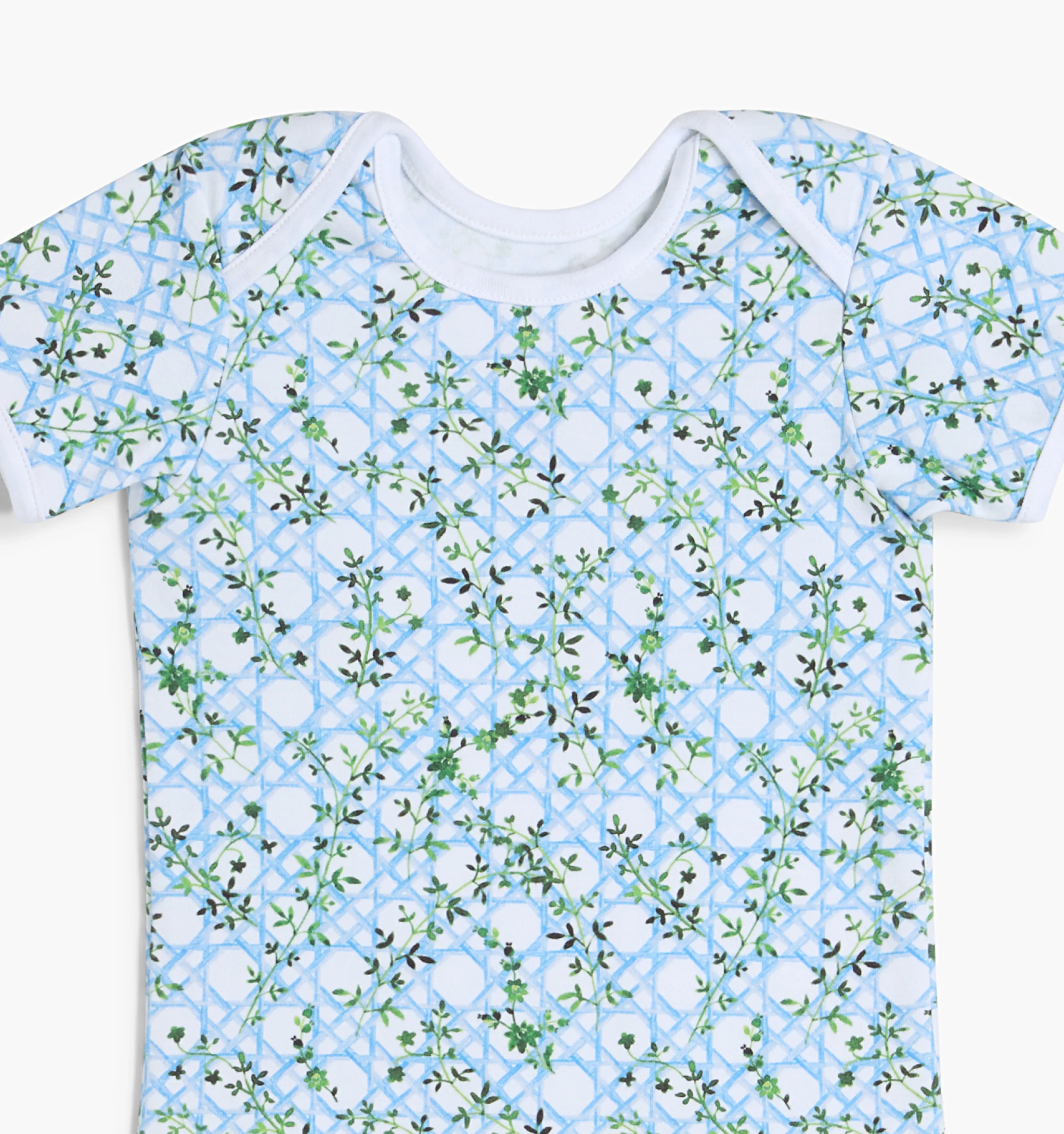 The Onesie (Short Sleeve) - Blue Basketweave Vine