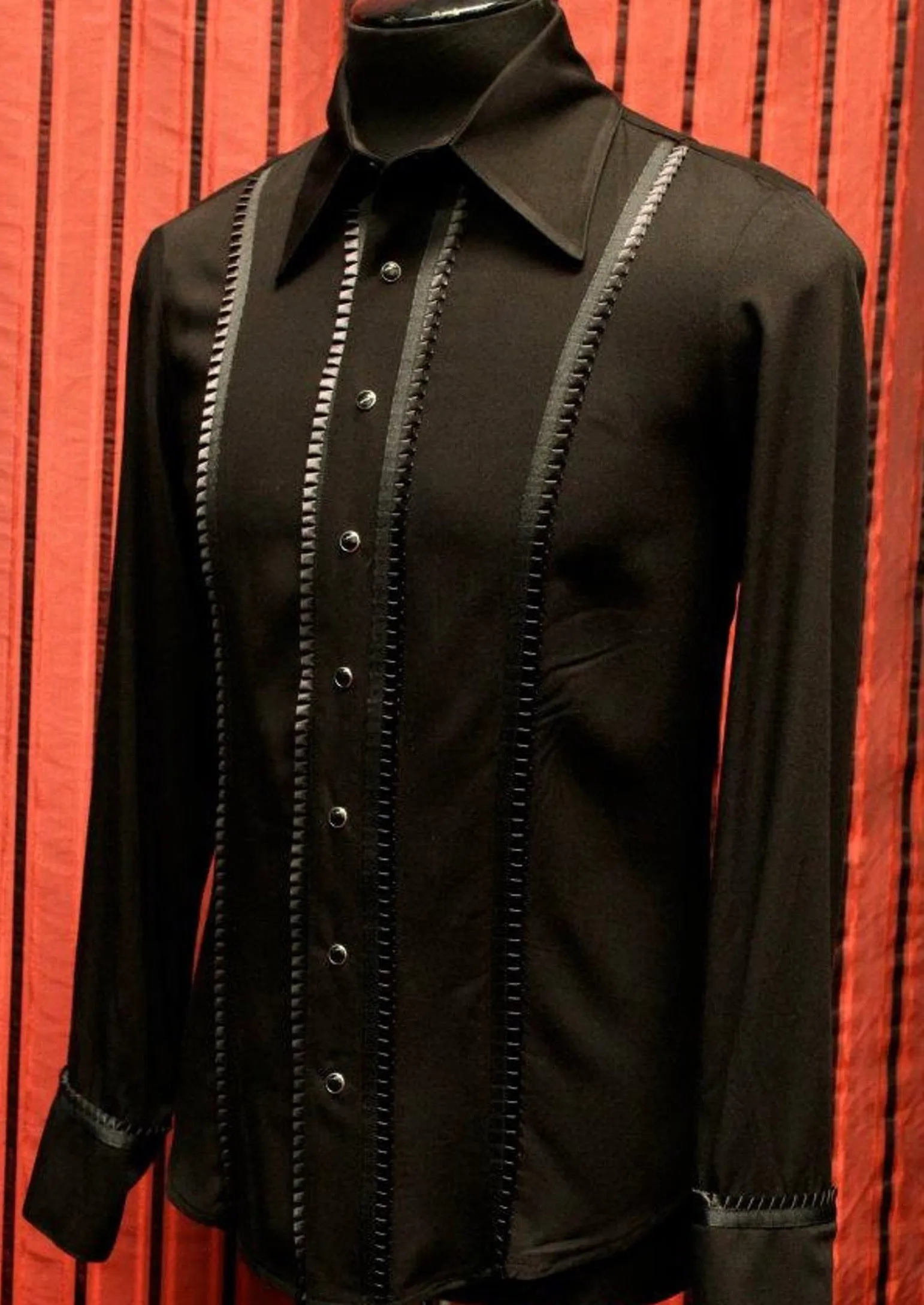 TUX SHIRT - BLACK w/  BLACK TRIM