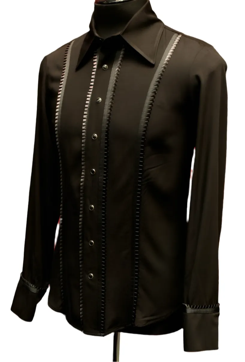 TUX SHIRT - BLACK w/  BLACK TRIM