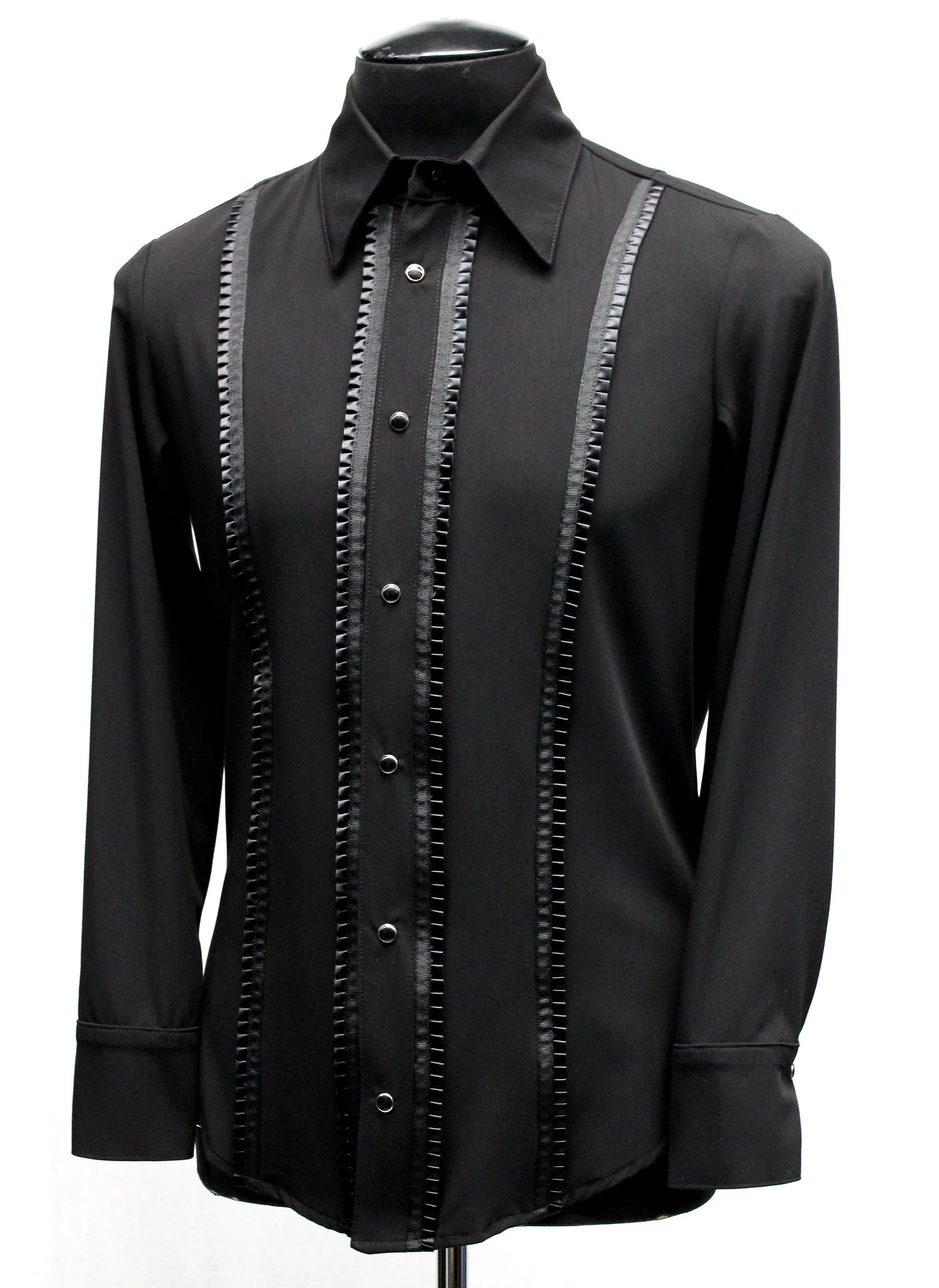 TUX SHIRT - BLACK w/  BLACK TRIM