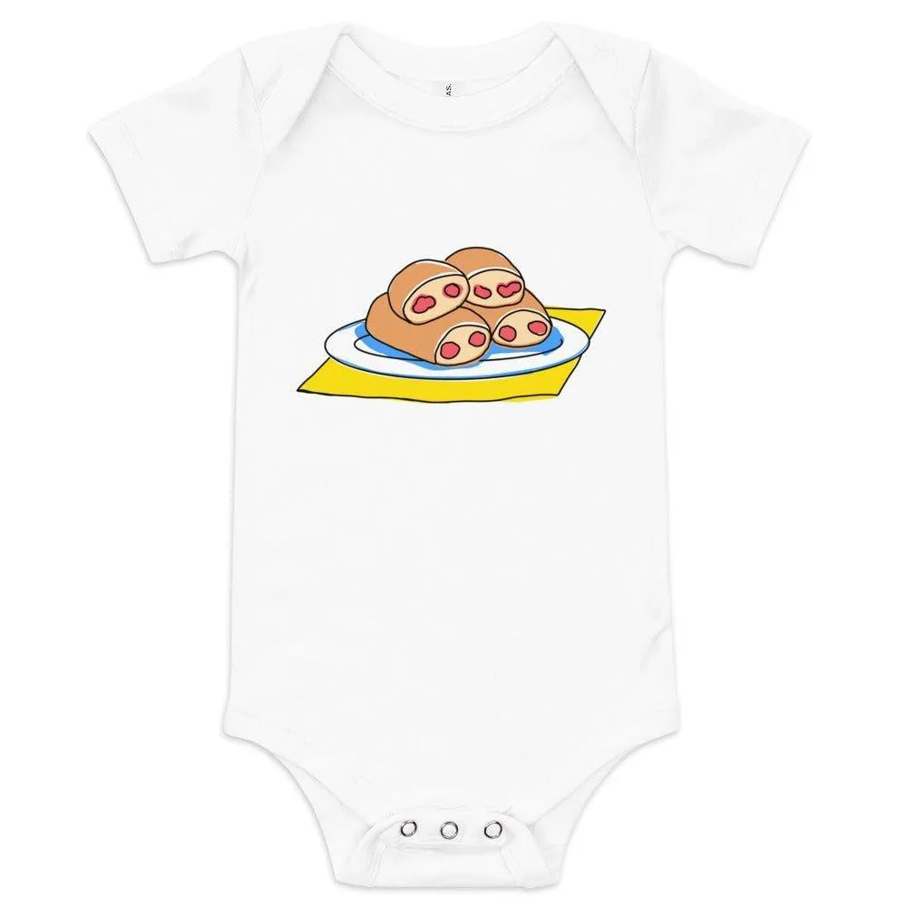 West Virginia Pepperoni Roll Baby short sleeve onesie